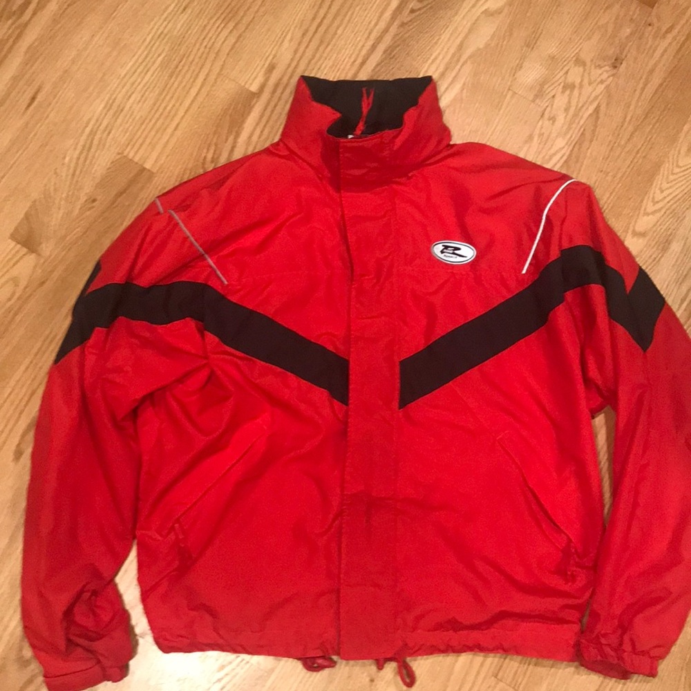 ROAD RUNNER JACKET VINTAGE RED HOODED SIZE LARGE